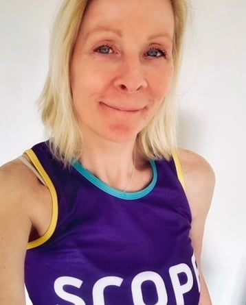 Sarah Rhodes happy with her London Marathon finish in aid of Scope.