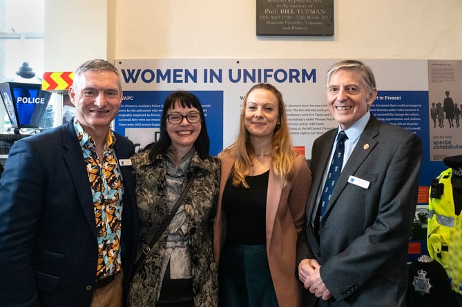 From left: Bill Skelly, a founding trustee of the South West Police Heritage Trust, MOPIDAC vice-chair Ulrike Richards, Cathy Tupman, one of Bill Tupman's daughtersm and Museum of Policing in Devon and Cornwall chairman Steve Pearce