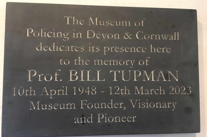 The plaque paying tribute to Prof Bill Tupman