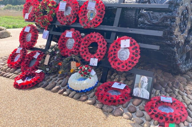 The wreaths on the recovered tank