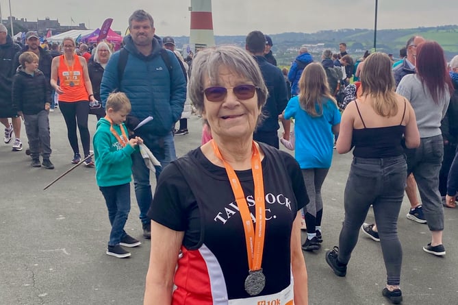 Val Evans won the female over 70 category at the Plymouth races