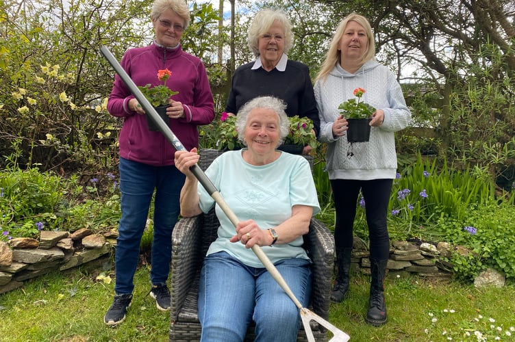 Bere Alston In Bloom team 2024: Front Jeanette Englefield; centre Liz Mcqueen; left Lynn Faulkner and right Jane Poulton. The team is encouraging everyone to take part.