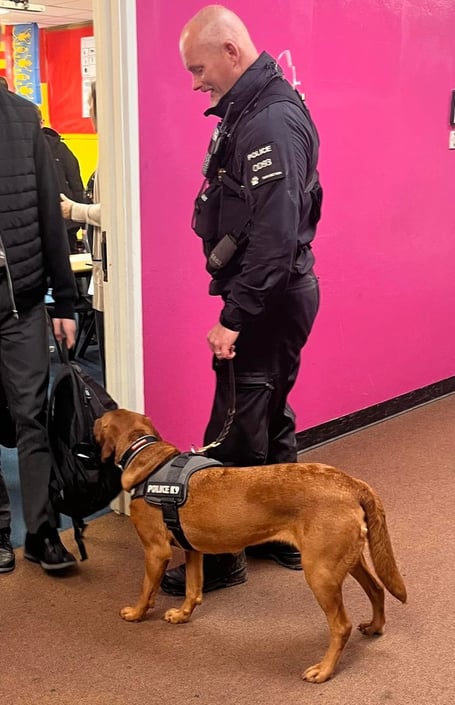 Police Dog Skye visits Callington Community College