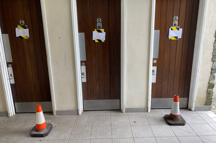 Closed toilets on Bedford Square, Tavistock, yesterday (Wednesday).