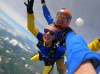 85-year-old braves free fall for charity skydive