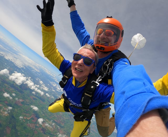 85-year-old braves free fall for charity skydive