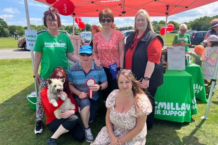 Macmillan Dog Show winner Bella with owner Sean. Show sponsored by Jolleys pet shop and organised by Muriel at Macmillan cancer support. Kayleigh, Donna and Vicky judging.