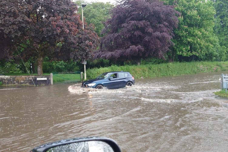 Pixon Lane flash flood in Tavistock.