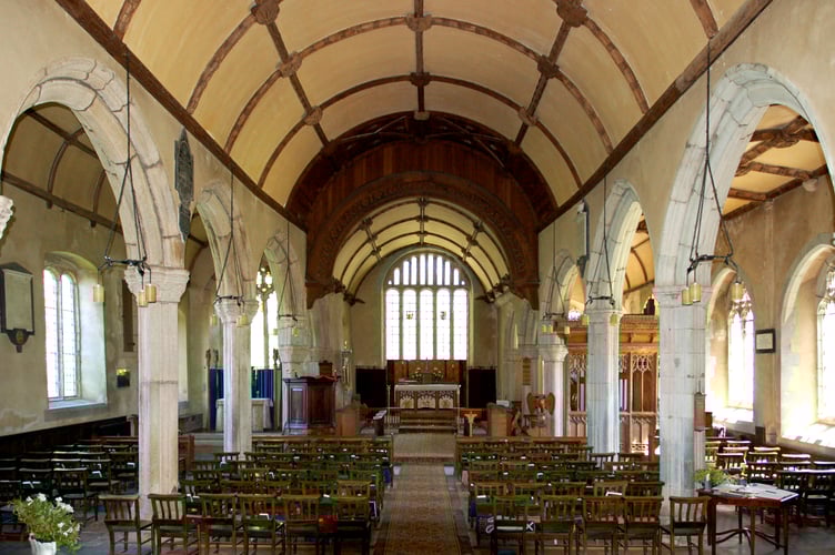The inside of Sampford Courtenay church, site of the Prayer Book Rebellion