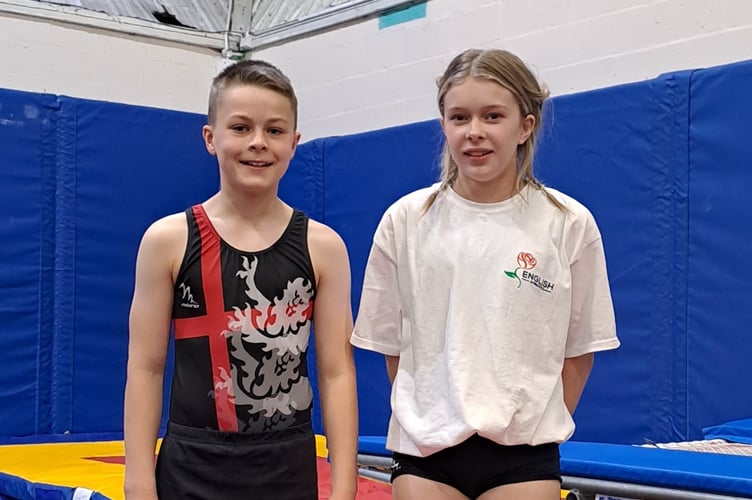 Okehampton Flyers gymnasts Mason Parker-Groves and Connie James 