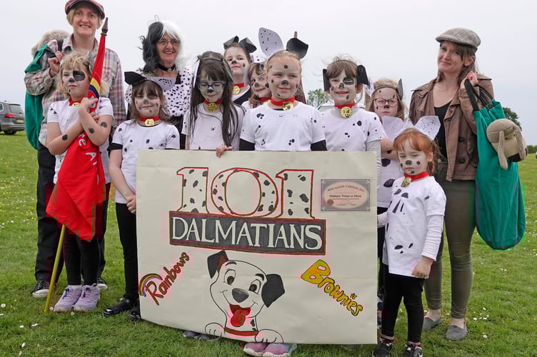 Bere Alston Brownies and Rainbows as the 101 Dalmatians at the Bere Alston Carnival. Pictures by Ann Parsons