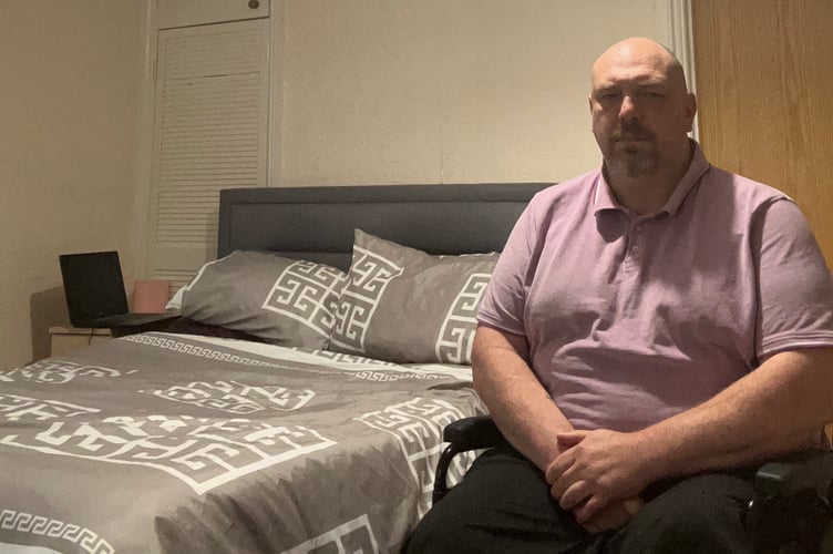 Richard Ellis in his temporary accommodation at Betty Cottles