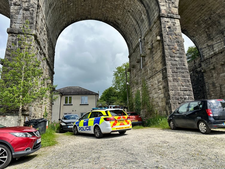 The scene below the viaduct