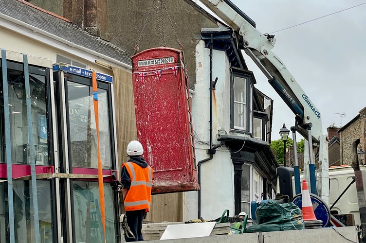 the phone box being removed