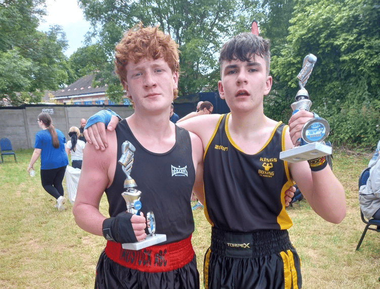 Tavistock boxing club- James Crossey (in red and black kit) and Joe Travis