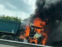 Lorry fire causes traffic chaos