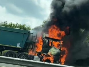 Lorry fire causes traffic chaos