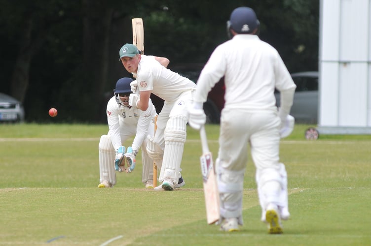 Devon Cricket League E Division West. Torquay and Kingskerswell 2nd XI versus Chagford. Chagford's Jake Griffiths



