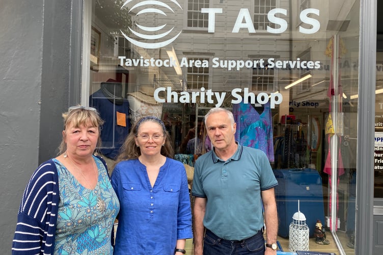 TASS shop manager Debbie Holland and volunteers Tracey McManus and Peter. Yove volunteers 