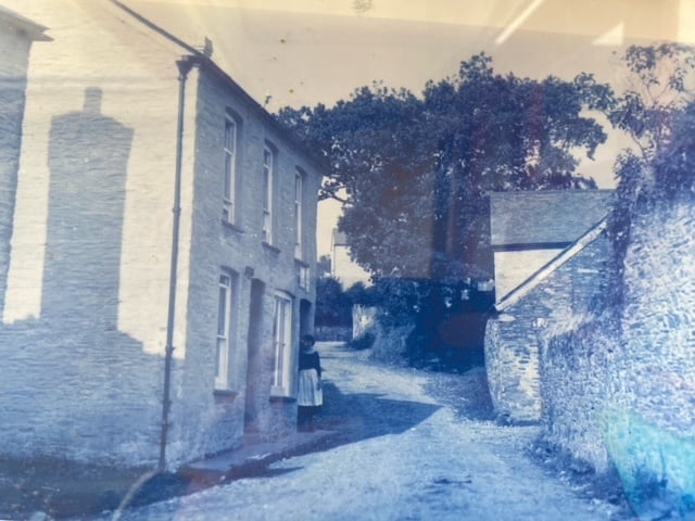 An old photograph of the Harrowbarrow village shop