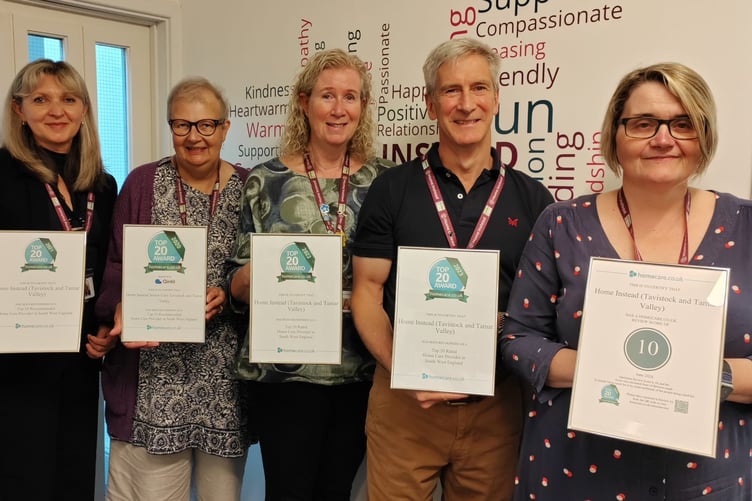 Tavistock Home Instead staff celebrate their award.