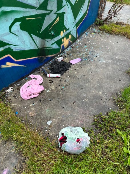 The morning after in Saltash Road recreation ground, Callington