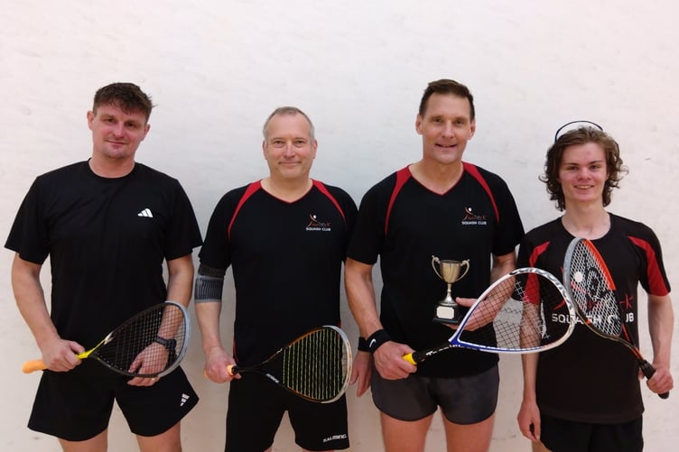 Tavi Squash finalists (L to R) Dan Follett, Simon Powell, Ian Smart & Kieran Savage
