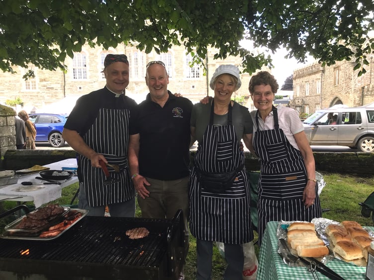 Providing the barbecue at St Eustachius' Church Fete on Saturday were vicar Father Matt Godfrey, Stewart MacDougall, Andra MacDougall and churchwarden Catherine Stoate