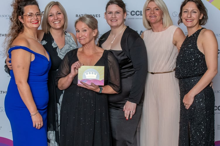 Storybook Dads staff celebrate their national award from left:  Kate Marriot, Lauren Morgan, Sharon Berry, Kizzy Wroath, Claire Hart and Hannah Child.  