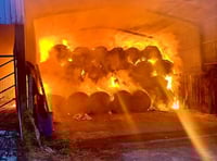 Farm fire sparks hay barn warning