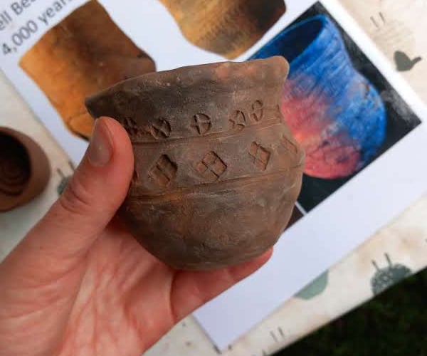 Here is an example of a copy of an historic pot children can make at a history activity day at Dartmoor National Park visitor centre at Postbridge this Saturday.