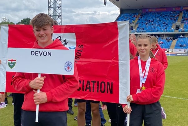 Owen Fileman and Hazel Stead representing Devon at the ESSA Championships
