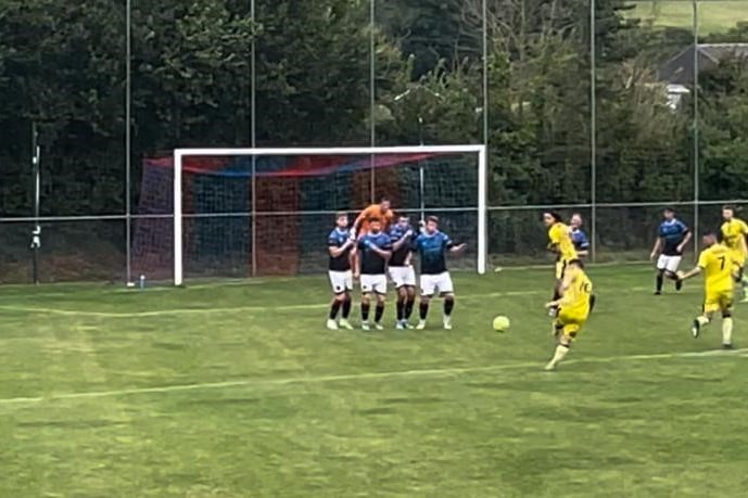 Oke Argyle take aim from a free-kick