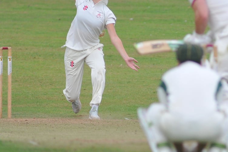 Devon Cricket League D Division West.  Ipplepen 2nd XI versus Hatherleigh 2nd XI, Hatherleigh's Jess Rose