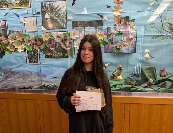 Naomi Holden collected her results in person