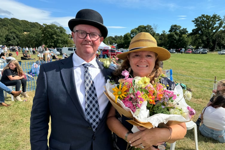 Chagford Show President Mark Svensson and his wife Lindsey, who received flowers from the Show.  AQ 0778