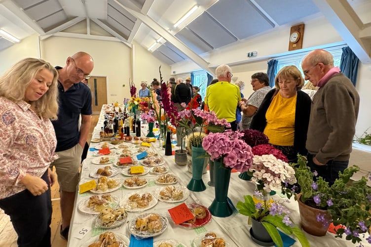 Admiring some of the exhibits at Spreyton Flower, Produce and Craft Show. AQ 1024
