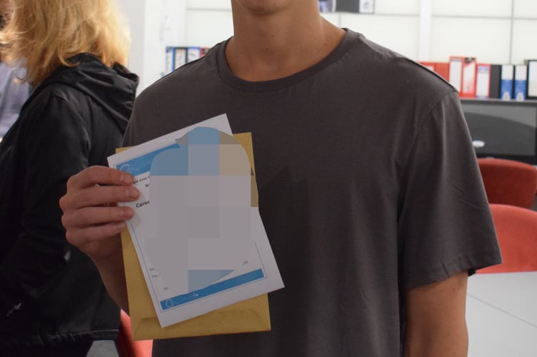 Yehor Parusov, who joined the college two years ago from Ukraine, with his results
