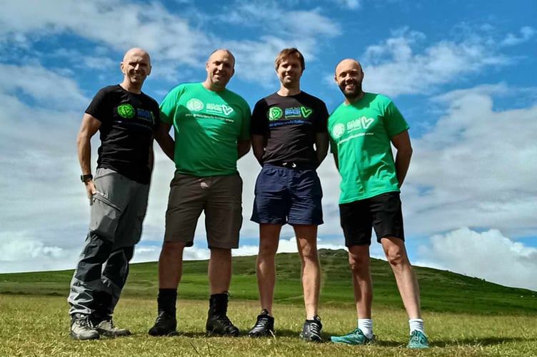 Nigel Locke, Steve Payne, Lee Wickett and Steve Andrews, walking 117 miles in memory of Steve Andrews' dad Roger.