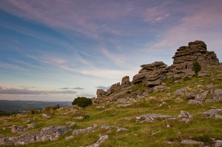 Dartmoor moors before sunset.