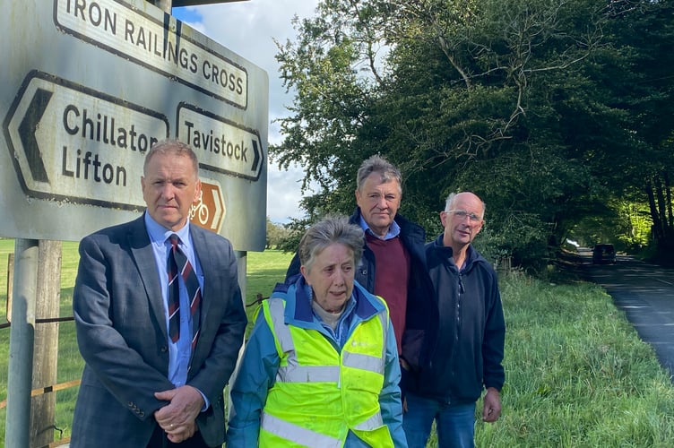 Cllrs Neil Jory, Ann Cole, Chris Edmonds and Roger Gake, pressing for safety upgrades on dangerous road junction.