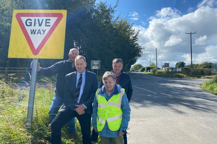Cllrs Roger Gake, Neil Jory, Ann Cole and Chris Edmonds uniting for road safety.