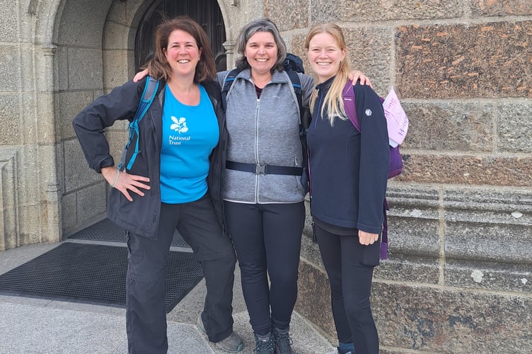 National Trust colleagues Heather Kay, Paula Clarke and Helen Yazhekov prepare to set out on their walk