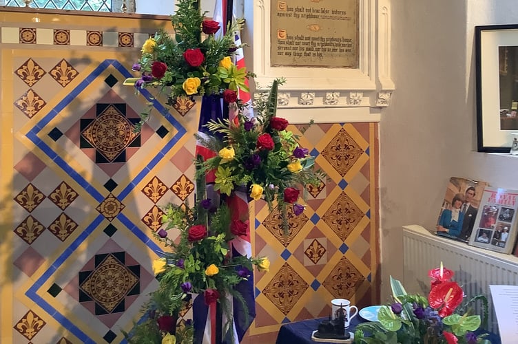 The Royal Family by Lowena Edwards at Gulworthy Church Flower Festival.