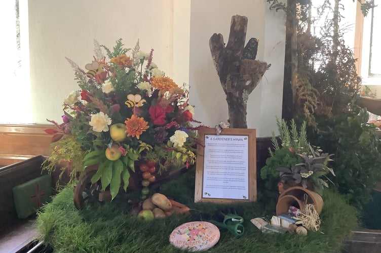 Gardening by Carolyn Badge at Gulworthy Church Flower Festival.