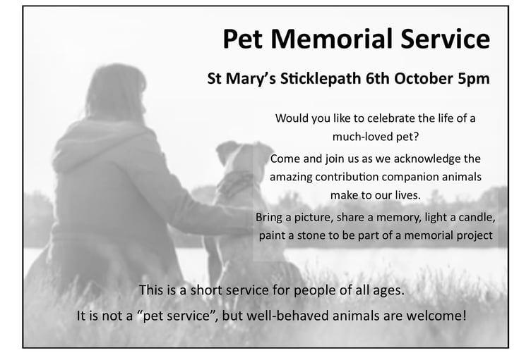A unique church service in Sticklepath will celebrate pets that have passed.