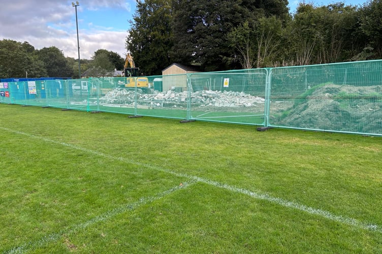 Horrabridge Pavilion reduced to a pile of rubble before being replaced by a new-build the end of the year.