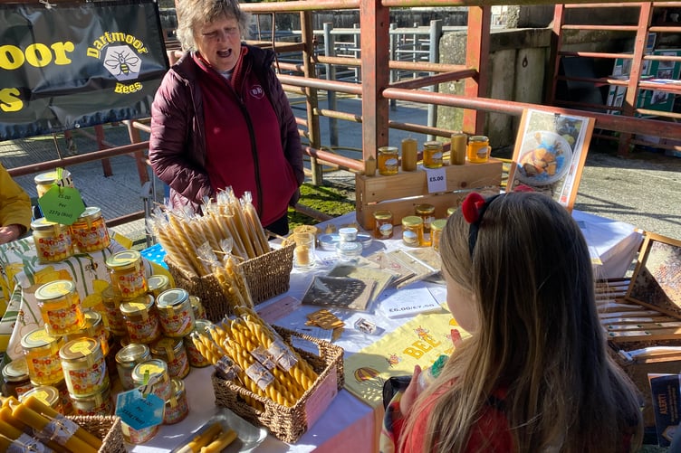 Tavistock Goose Fair honey stall at the cattle market today.