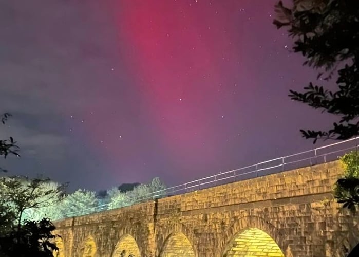 Ruby Montgomery's views of the Northern Lights over the old railway viaduct in Tavistock.