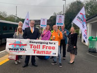 Protest begins ahead of public inquiry into Tamar Toll increases